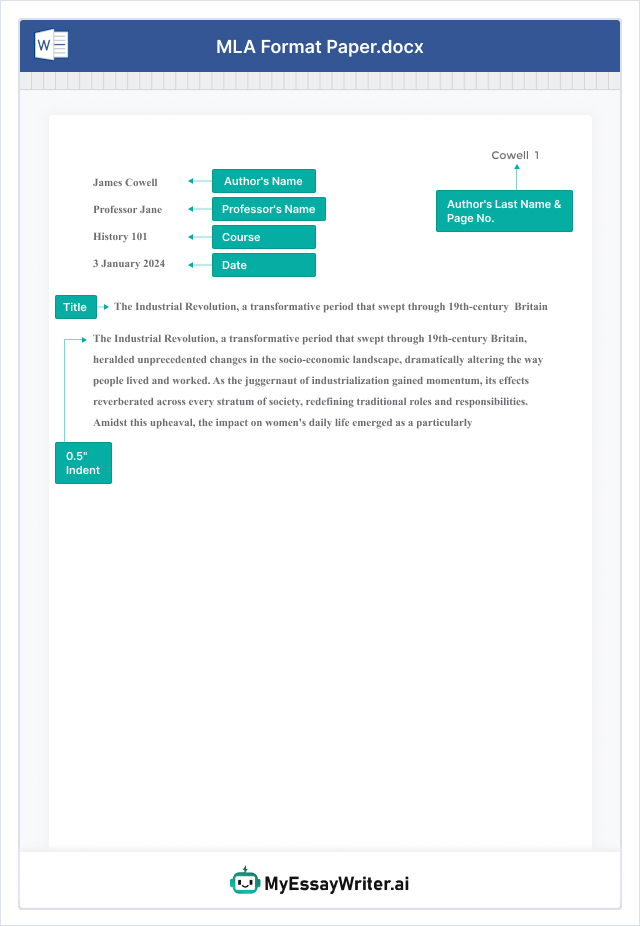 MLA Format Title Page - MyEssayWriter.ai