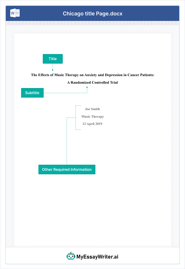 Chicago Style Title Page - MyEssayWriter.ai