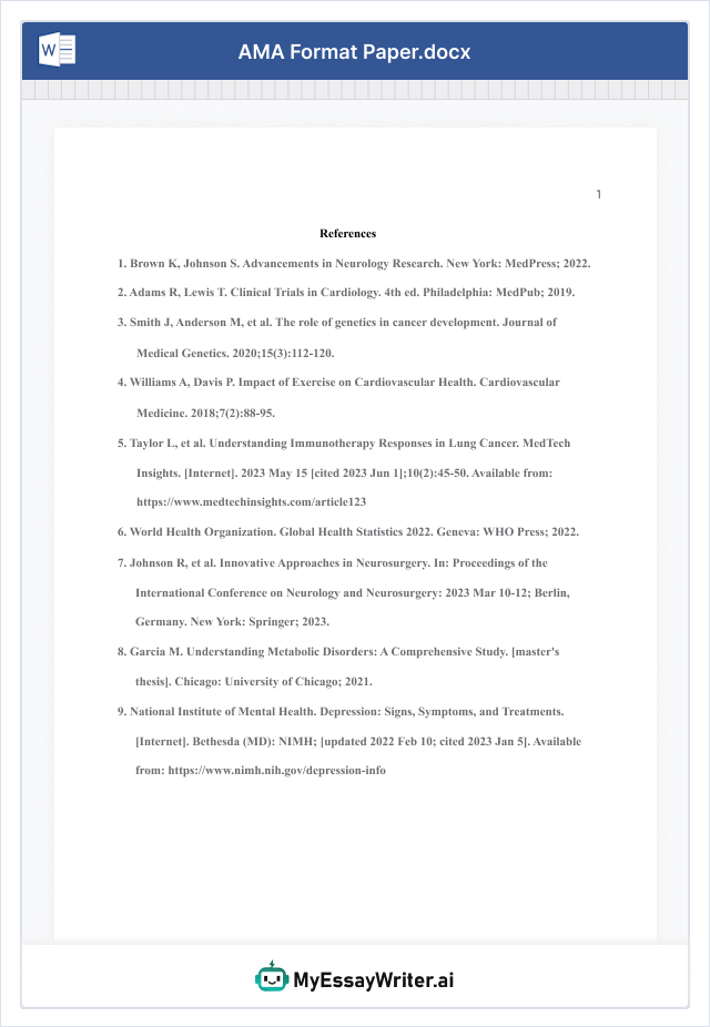 AMA Format Reference Page 