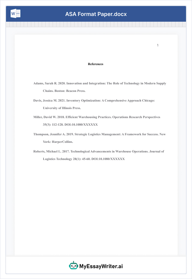 Asa format paper example