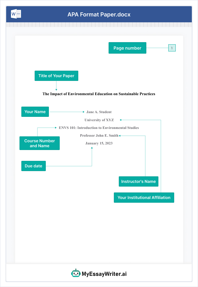 APA Format Title Page for Students